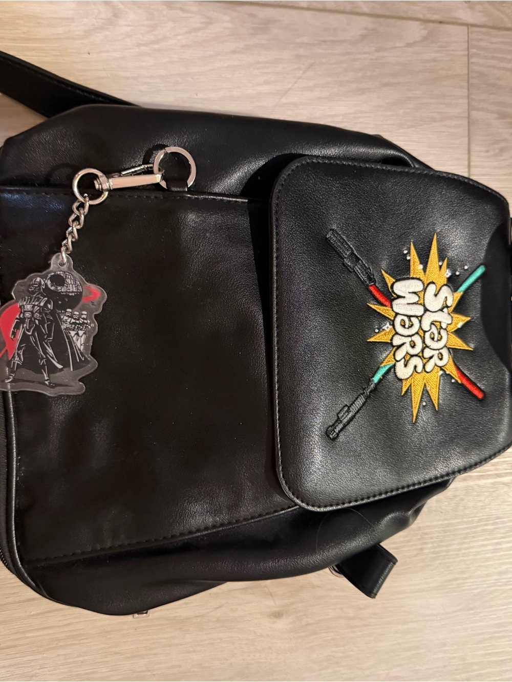 Star Wars Black Backpack with Yellow & Red Accent Patch and Keychain